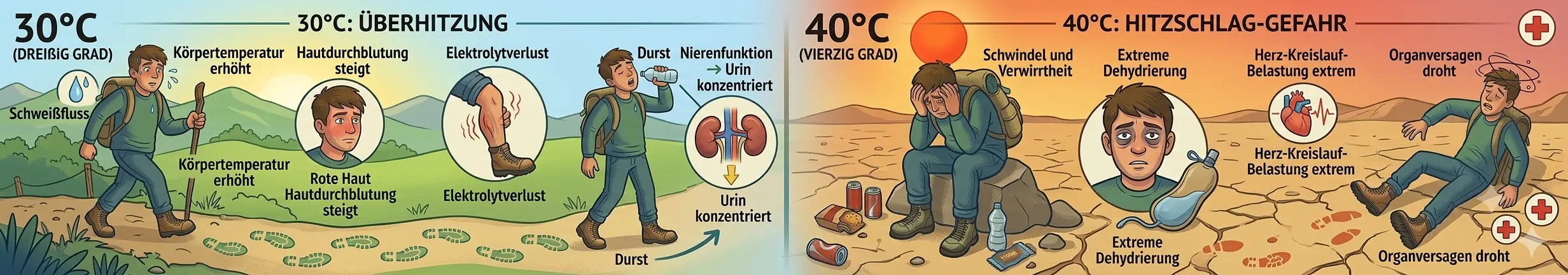 Wandern bei 30 °C und 40 °C – was im Körper wirklich passiert